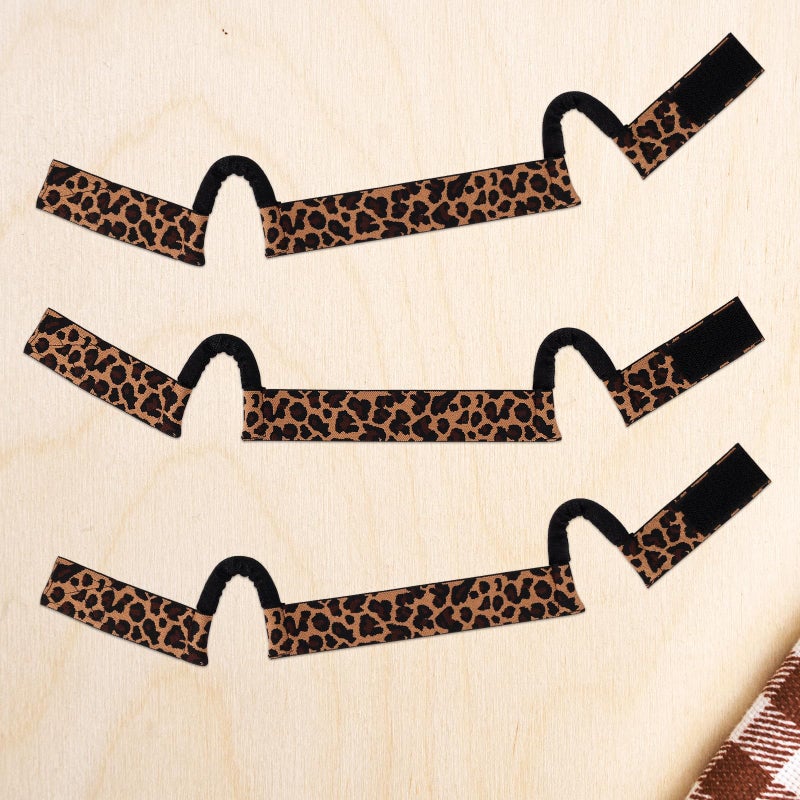 Penitue 3pcs Double Sided C Shaped Earless Wig Bands,Elastic Leopard Bow Print Melt Headband with Ear Cutouts Lace Melting Front Headpiece Band Accessories for Secure and Comfortable Wig Fit (Style 2) - Image 3